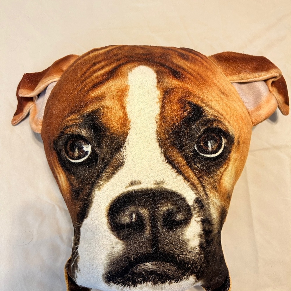 Brown Boxer Dog Face Pillow